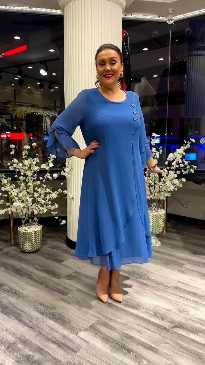 Astrid Chiffon Jurk | Effen & Losvallend | Perfect voor Zomer & Elegante Looks