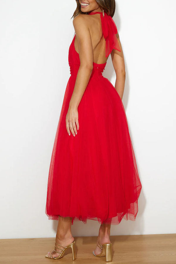Tule Midi Jurk | Halternek | Romantisch en Elegant