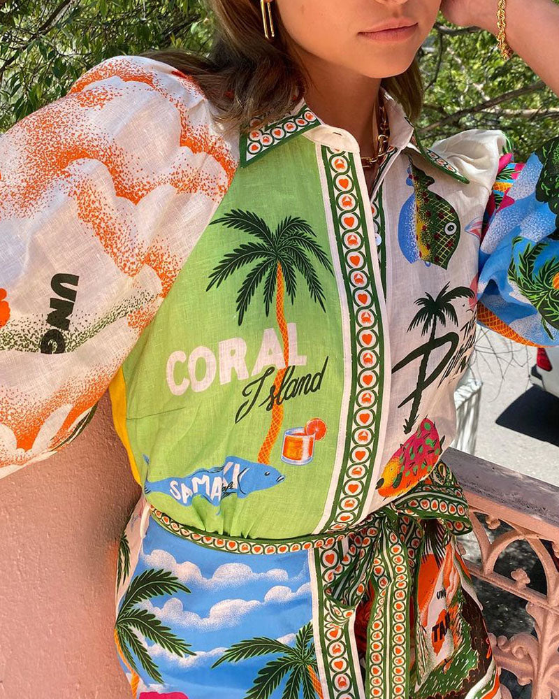 Zomerse Shirt Jurk | Speels & Kleurrijk | Met Tropische Print
