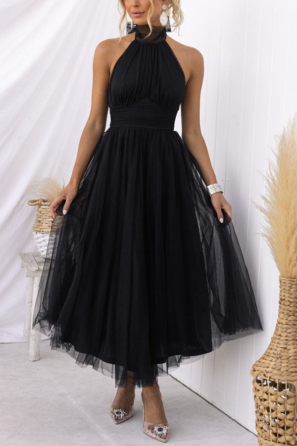 Tule Midi Jurk | Halternek | Romantisch en Elegant
