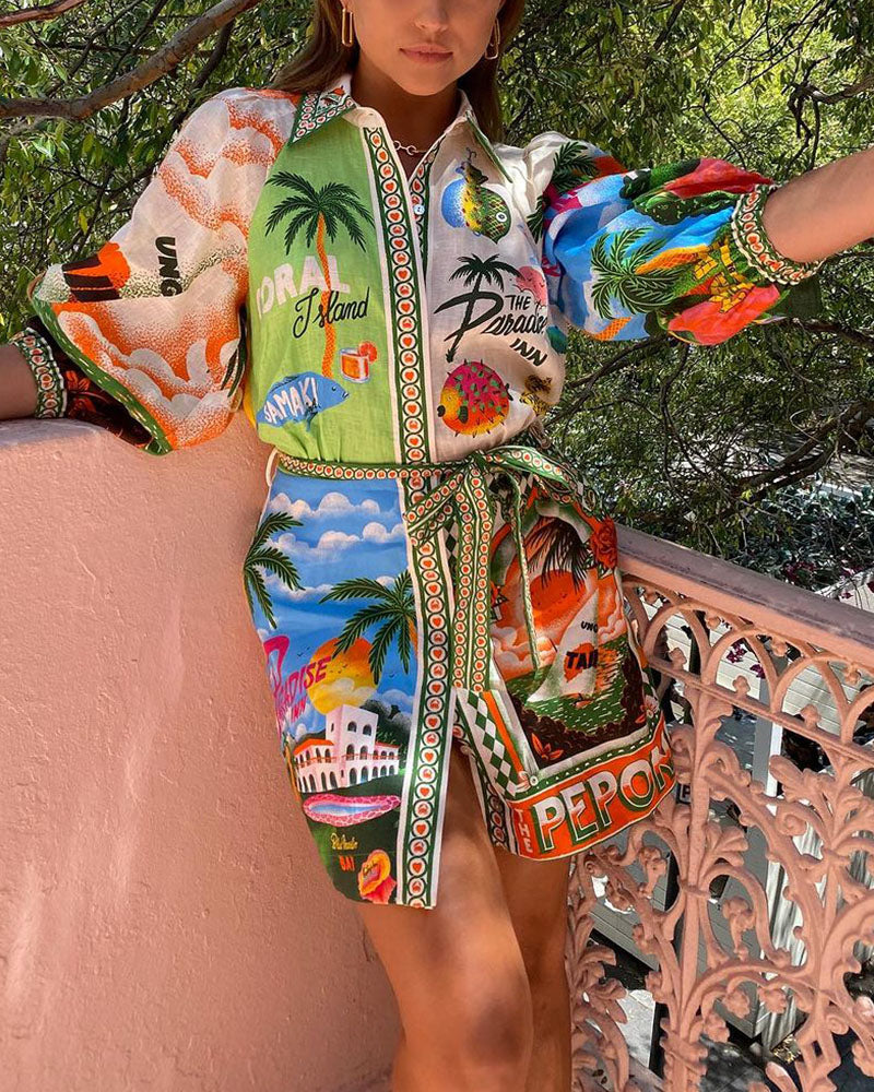 Zomerse Shirt Jurk | Speels & Kleurrijk | Met Tropische Print