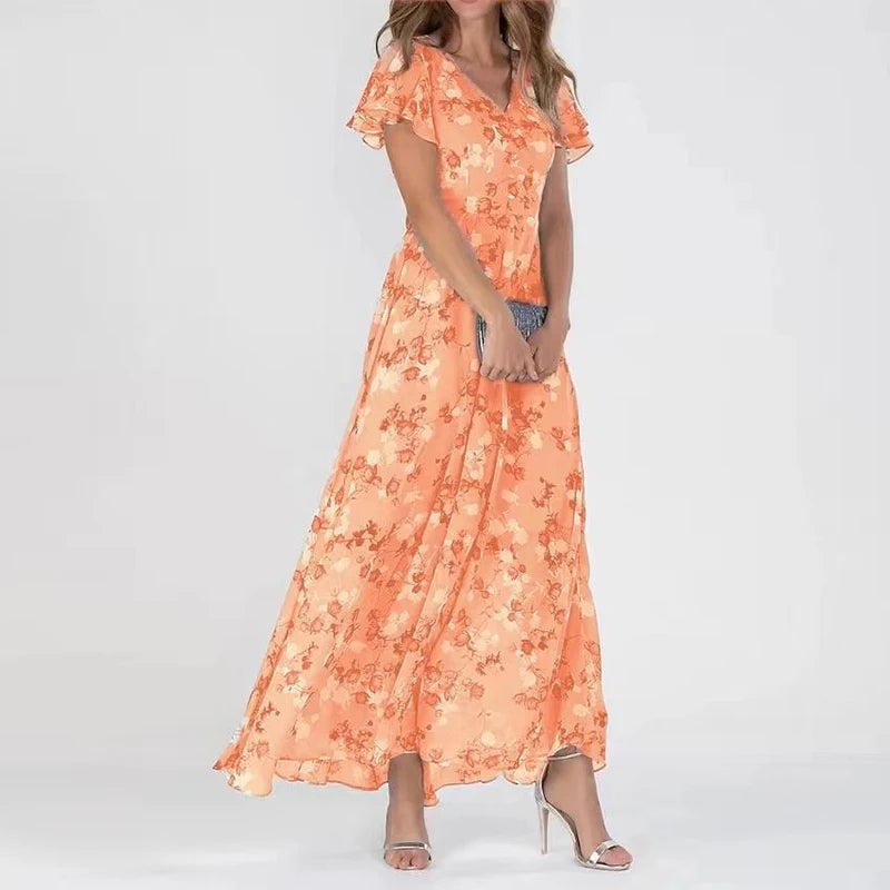 Maxi-jurk met Vlindermouwen | Bloemenprint | Elegant en Luchtig
