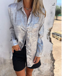 Satijnen Blouse Dames | Metallic Look | Chic en Trendy