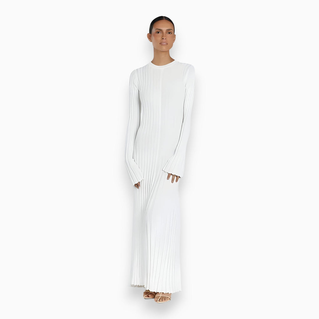 Gebreide Maxi Jurk | Geribd Design & Lange Mouwen | Comfortabel en Stijlvol