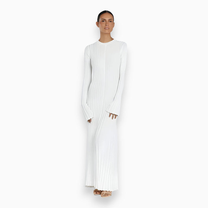 Gebreide Maxi Jurk | Geribd Design & Lange Mouwen | Comfortabel en Stijlvol