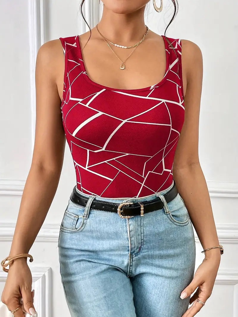 Dames Top | Grafisch Patroon en Ronde Hals | Modern en Comfortabel