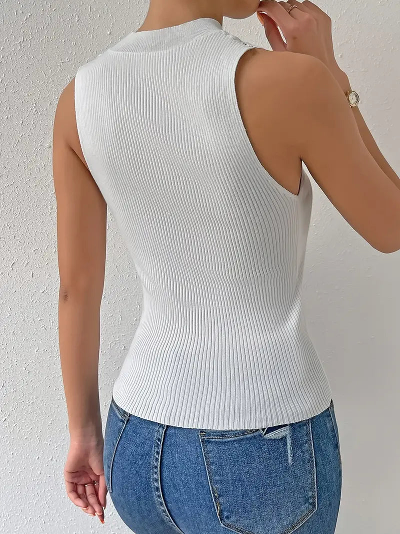 Dames Top | Kanten Halslijn en Ribstructuur | Elegant en Verfijnd