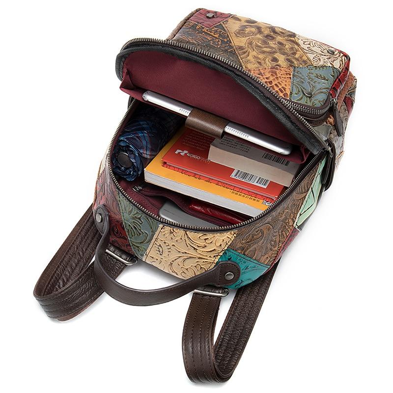 Rugzak | PU-leer patchwork | Compact en kunstzinnig | Ideaal voor citytrips en weekendavonturen