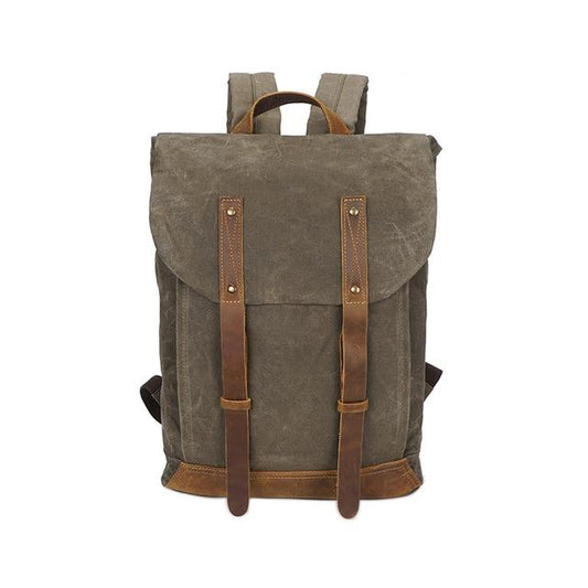 Rugzak | Waxed Canvas & Leerlook | Vintage & Stevig | Perfect voor dagelijks gebruik en avonturen