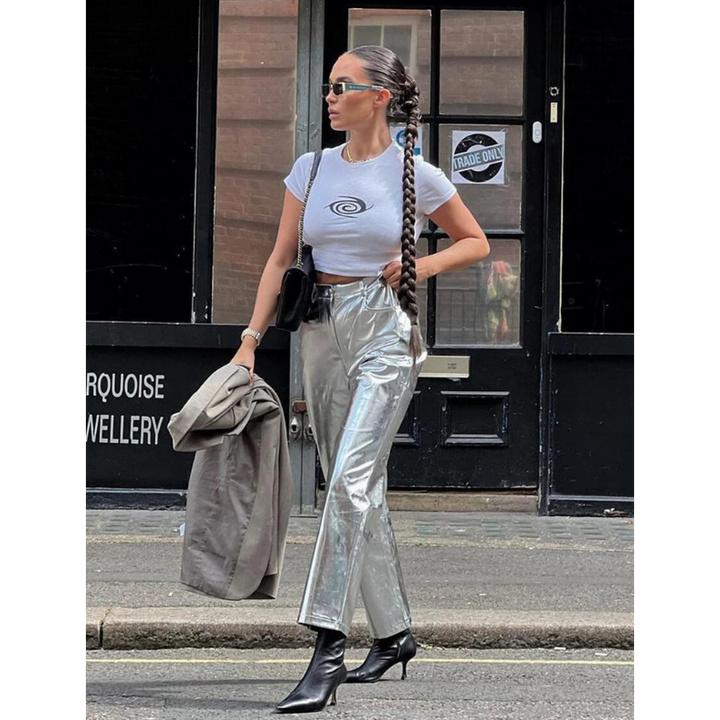 Metallic Broek | Hoge Taille | Trendy en Statement-Making