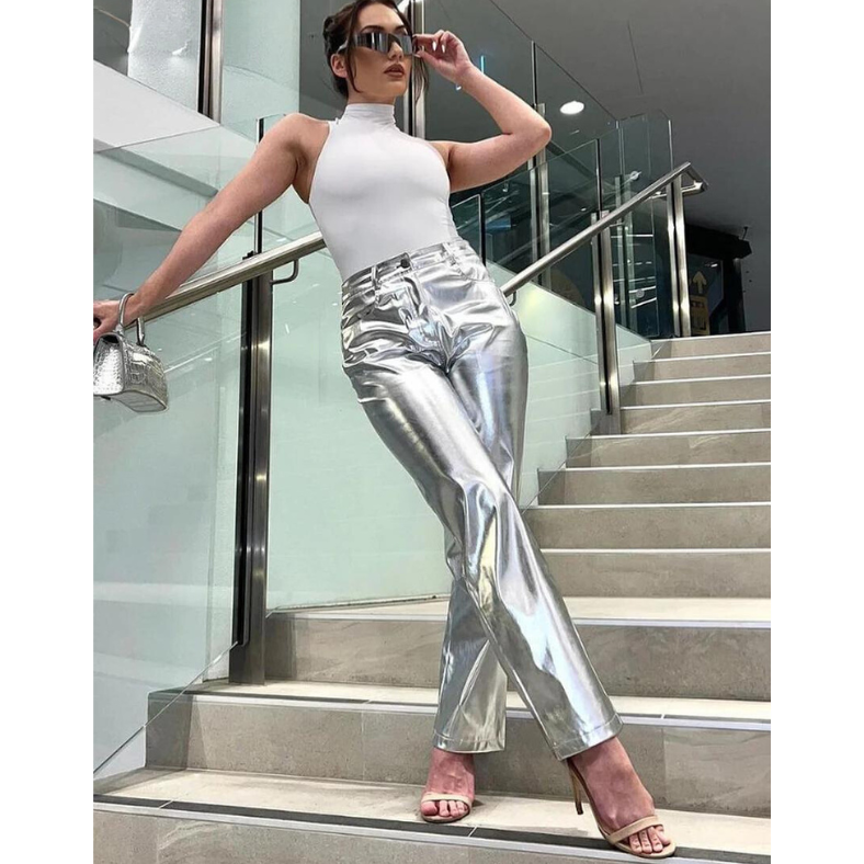Metallic Broek | Hoge Taille | Trendy en Statement-Making