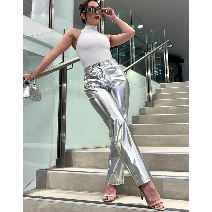 Metallic Broek | Hoge Taille | Trendy en Statement-Making