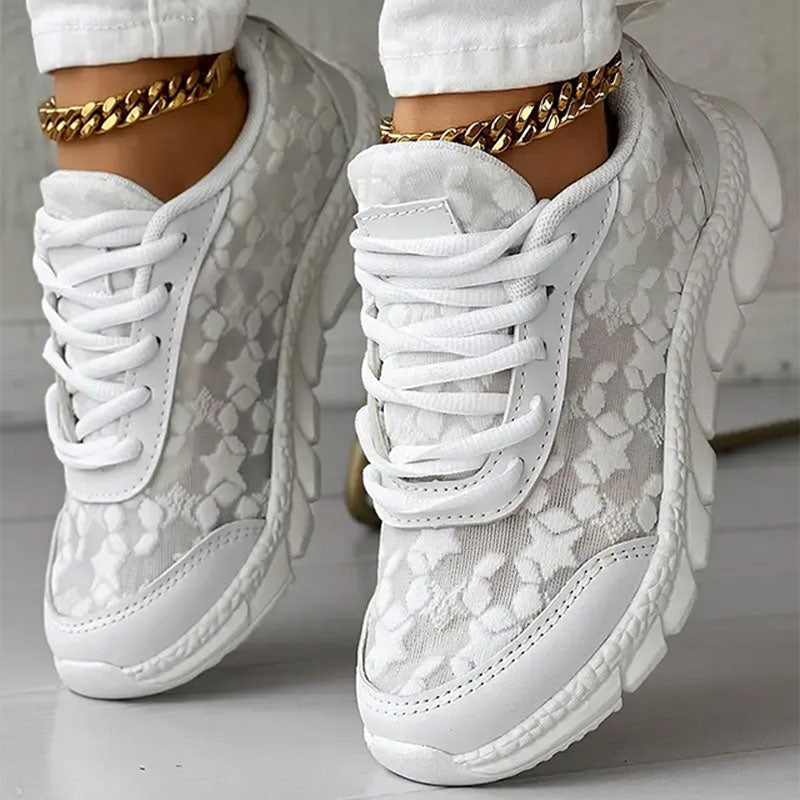 Dames Sneakers | Kant Detail | Elegant en Comfortabel