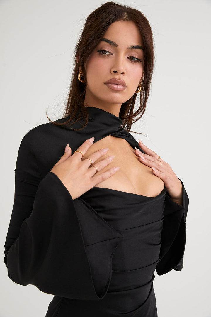 Satijnen Mini-Jurk | Elegant | Cut-Out Hals