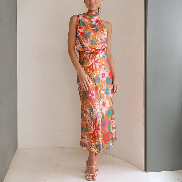 Satijnen Midi-jurk | Halterhals | Elegant en Stijlvol